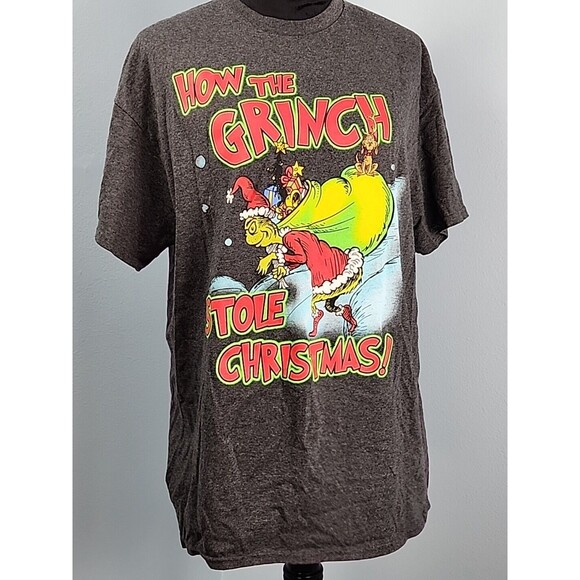 Dr Seuss How The Grinch Stole Christmas T-shirt Large Front Graphic Holiday - Picture 1 of 8